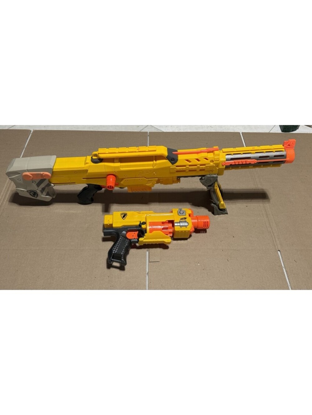 Nerf N-Strike Longshot CS-6 Yellow + Barricade Working Disruptor